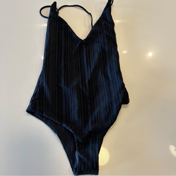NWT Anthropologie x Tavik Coppola One Piece Black Slinky Rib Swimsuit, size S - Picture 3 of 7